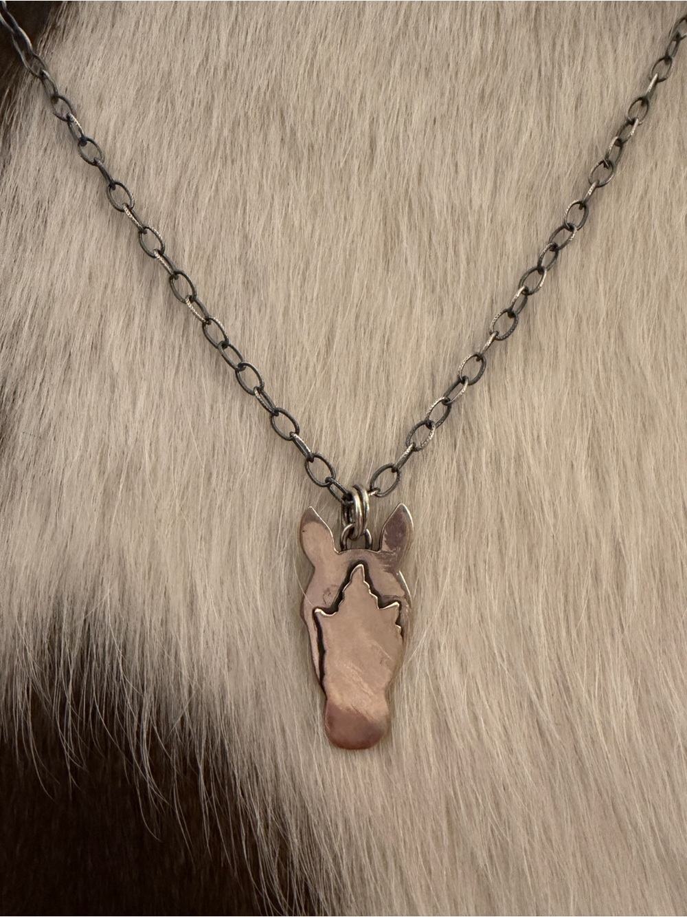 ❤️ Horse Head Silhouette Sterling Silver Hand Crafted Unisex Pendant 1.52”L